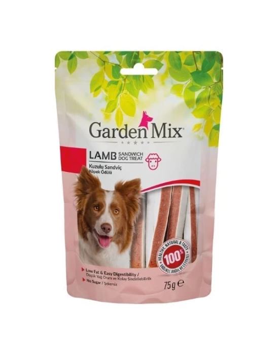 Garden Mix Kuzulu Sandviç Düşük Yağlı Şekersiz Köpek Ödül Maması 75 Gr