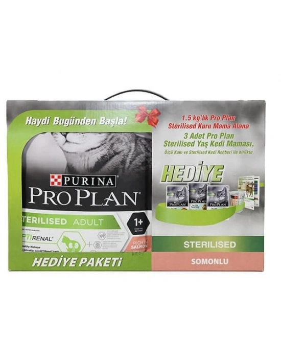Proplan Kısırlaştırılmış Somonlu Kedi Maması 1,5 kg + Konserve Hediye Paketi