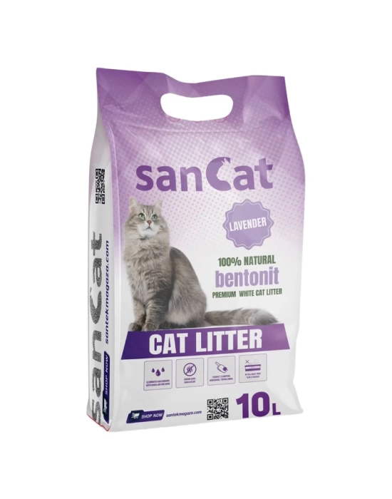 Sancat Lavanta Kokulu İnce Taneli Topaklanan Kedi Kumu 10 Lt