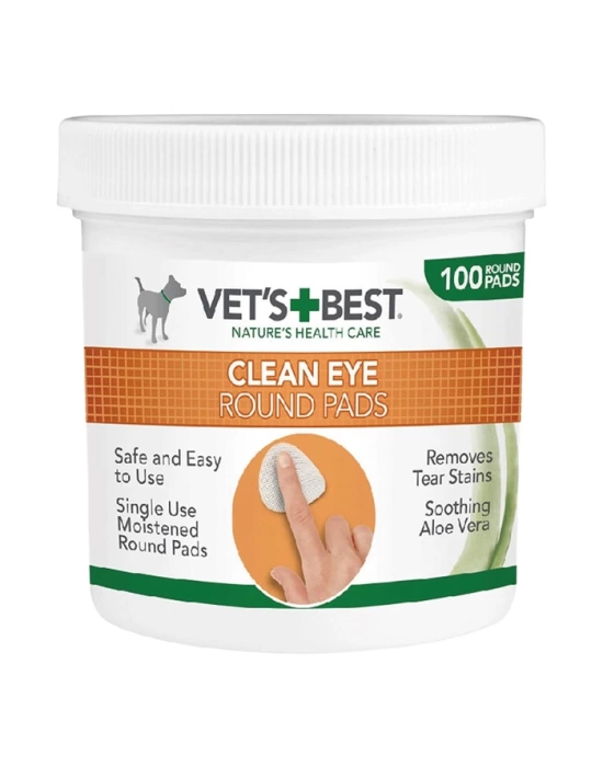 Vets Best Kedi ve Köpekler için Aloe Vera Özlü Göz Temizleme Pedi (100lü)
