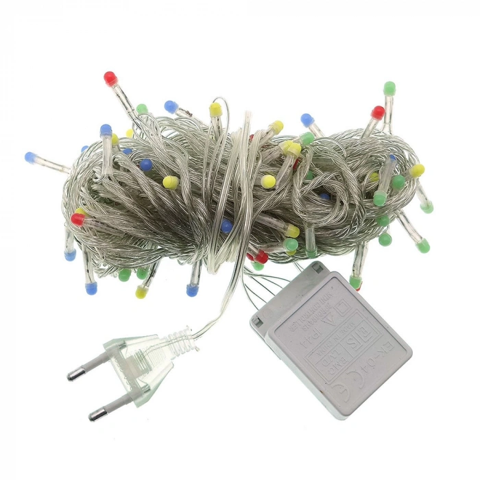 10 M 100 Led Damla Uçlu Led Işık Kırmızı Işık Şeffaf Kablo