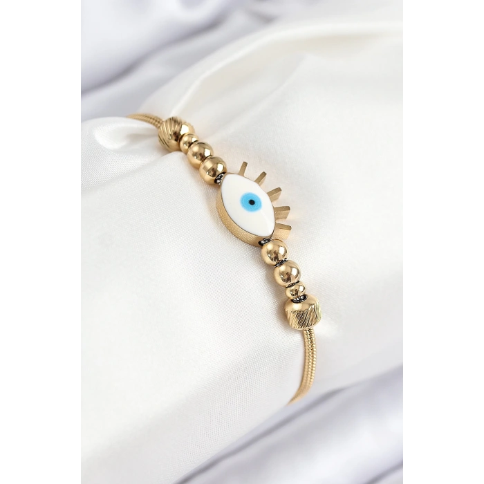 316L Çelik Göz Charm Model Gold Renk Kadın Bileklik
