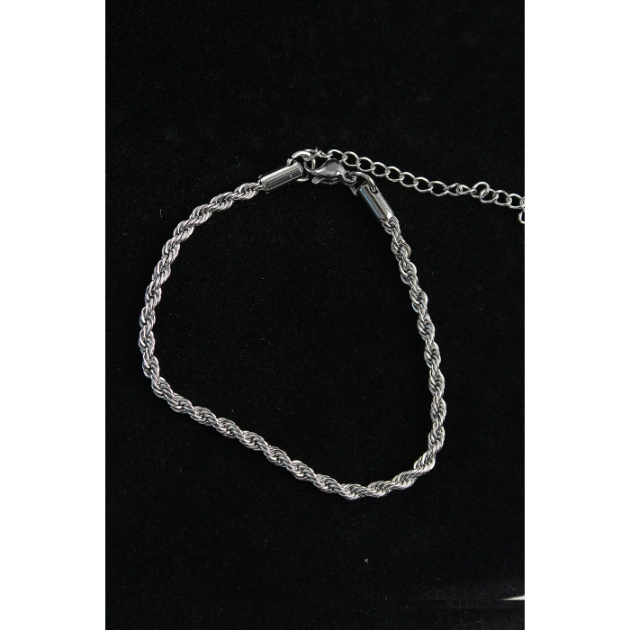 316L Çelik Halat Model Gümüş Renk Erkek Bileklik