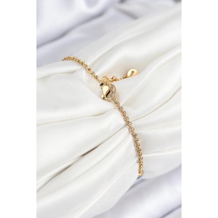 316L Çelik Nazar Boncuğu Model Gold Renk Kadın Bileklik