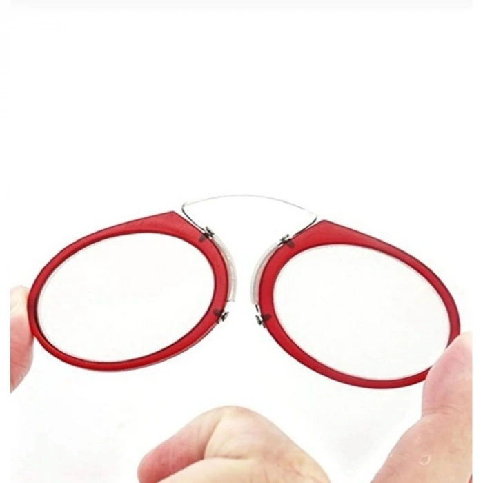 Burun Üstü Mini Sapsız 4.5x Gözlük Büyüteç - Kırmızı