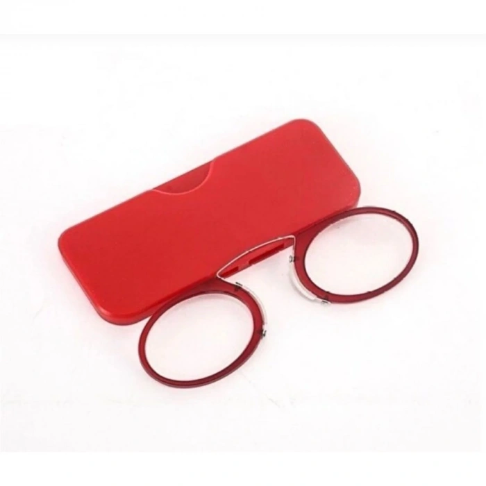 Burun Üstü Mini Sapsız 2.5x Gözlük Büyüteç - Kırmızı