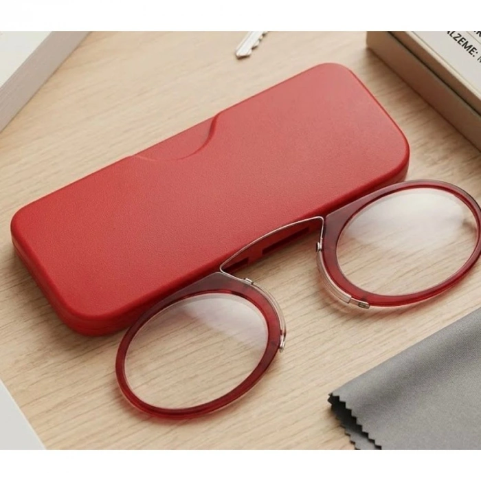 Burun Üstü Mini Sapsız 2.5x Gözlük Büyüteç - Kırmızı