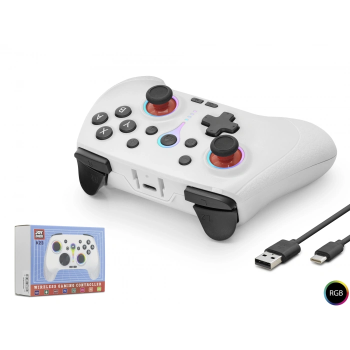 Bluetooth Gamepad Pc Ios Android Switch Ps3 Ps4 Uyumlu Rgb (ND505W Beyaz)