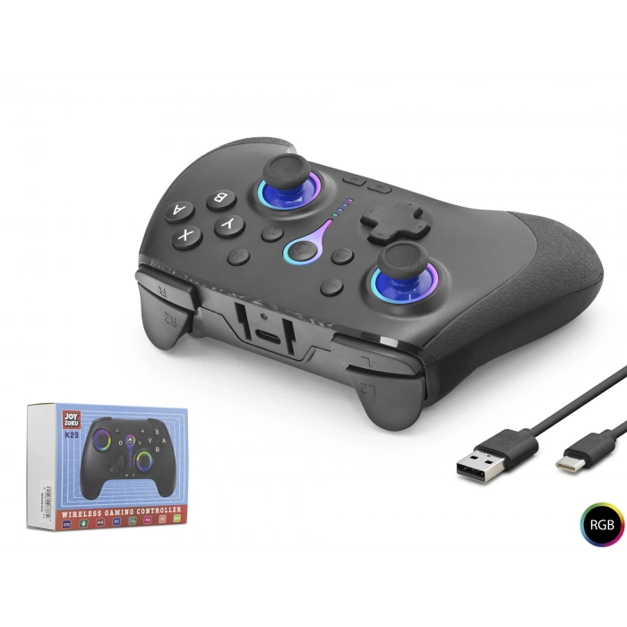 Bluetooth Gamepad Pc Ios Android Switch Ps3 Ps4 Uyumlu Rgb (ND505B Siyah)