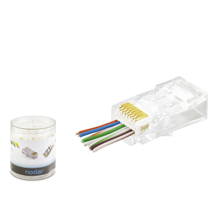 Cat6 Rj45 Konnektör - 100 Adet Şeffaf (ND2407 / Özel Plastik Kutulu)