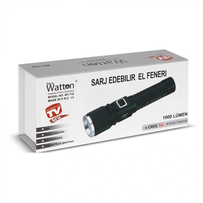 Cree Tg Led 1000 Lümen Göstergeli Fonksiyonel El Feneri  Wt-732