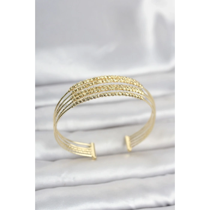 Gold Renk Pirinç Minimal Dorikalı Kadın Bileklik