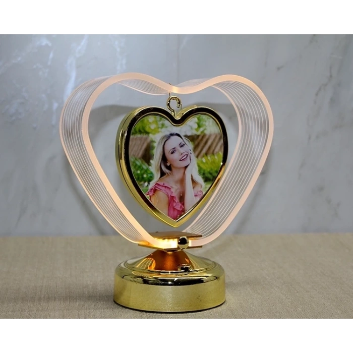 Kişiye Özel Fotoraf Alanli Kalpli Led Çerceve Alk4450
