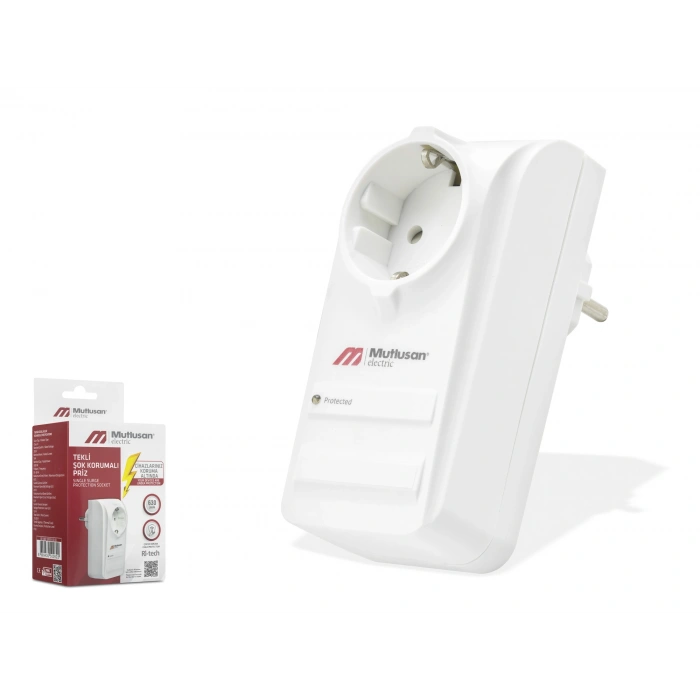 Şok Korumalı Tekli Priz (Beyaz)