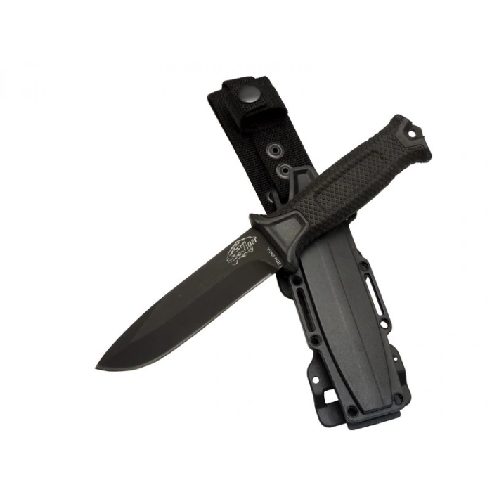 Tiger Tactical HTM 1041 A Siyah Outdoor / Survival Bıçak 27cm - Kauçuk Sap, Kılıflı, Kutulu