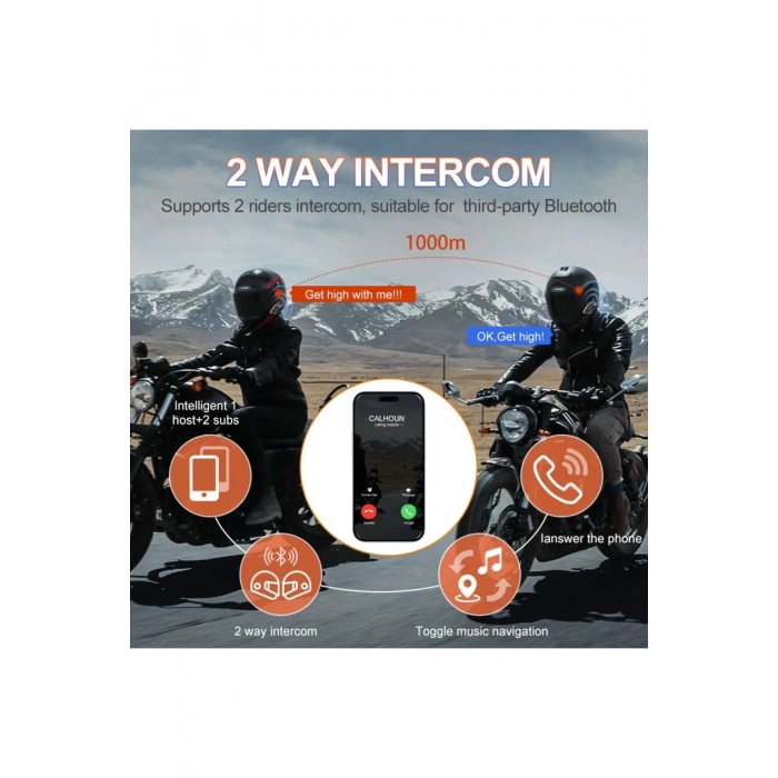 Yeni Model Y80-2x Motosiklet İntercom 2 Kişilik Bağlantı Rgb Işıklı Bluetooth Kulaklık Seti