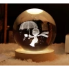 Dekoratif Küçük Prens Tasarımlı Ahşap Altlıklı Işıklı Cam Küre Cam:6cm Ahşap:2cm