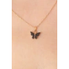 Gold Siyah Renk Kelebek Figür Kadın Kolye