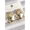 Pirinç Gold Renk İşlemeli Bombe Oval Model Kadın Küpe