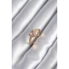 Pirinç Gold Renk Pembe Zirkon Taş Kalp Charm Model Kadın Yüzük