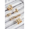 Pirinç Yaprak Model Gold Renk Kadın Yüzük Kombin Set