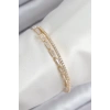 Pirinç Zirkon Taşlı Su Yolu Model Gold Renk Kadın Bileklik