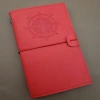 Pusula Tasarımlı Kırmızı Deri Defter