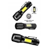Ultra Çift Yönlü Güçlü Pilli Led El Feneri 2000 Lümen 6W Cob Led Su Geçirmez Zoomlu 3 Modlu