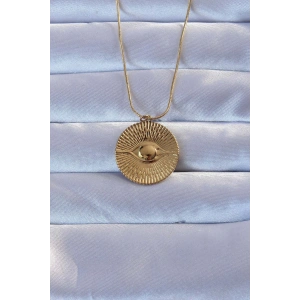 316L Altın Renk İşlemeli Göz Kolye