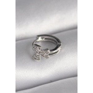 316L Çelik Gümüş Renk Zirkon Taşlı Kurdele Model Tragus Piercing
