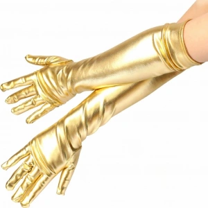 Dirsek Altı Lüks Saten Eldiven 40 cm (Altın Renk)