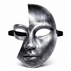 Antik Efektli Gümüş Yarım Yüz Parti Maskesi