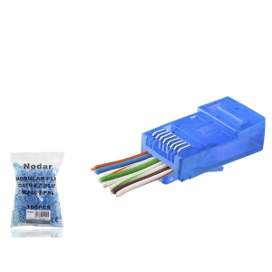 Cat6 Rj45 Konnektör - 100 Adet Mavi (ND2412/ Poşet Paket)