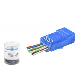Cat6 Rj45 Konnektör - 100 Adet Mavi (ND2404 / Özel Plastik Kutulu)