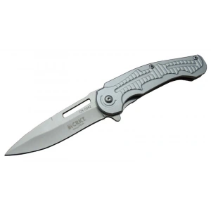 CRKT CR 0062 Gri Oluklu Kamp Çakı 17,5 cm - Otomatik, Kılıflı, Kutulu