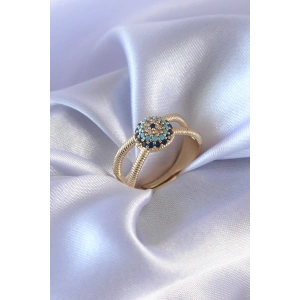 Gold Renk Nazar Boncuk Model Kadın Yüzük