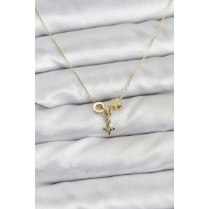 Gold Renk Pirinç Minimal Charmlı Kadın Kolye