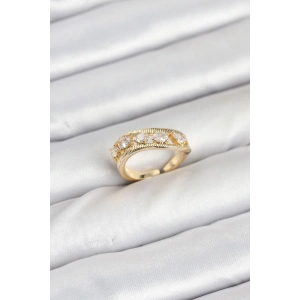 Pirinç Gold Renk Zirkon Taşlı Kadın Yüzük