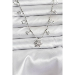 Pirinç Gümüş Renk Güneş Model Kadın Kolye