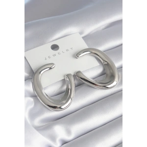 Pirinç Gümüş Renk Halka Model Kadın Küpe