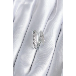 Pirinç Gümüş Renk Zirkon Taşlı Çivi Model Kadın Yüzük