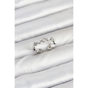 Pirinç Gümüş Renk Zirkon Taşlı İncili Kadın Yüzük