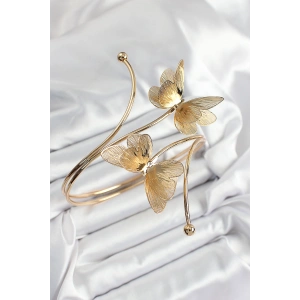 Pirinç Kelebek Model Gold Renk Kadın Pazu Bileklik