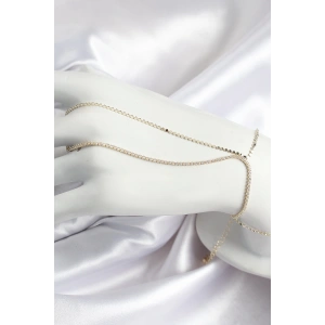 Pirinç Zirkon Taşlı Ezme Zincir Model Gold Renk Kadın Şahmeran