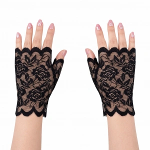 Siyah Dantel Parmaksız Kısa Eldiven