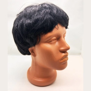 Siyah Renk Kısa Kesim İçi Astarlı Erkek Peruğu