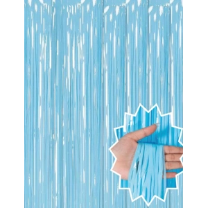 Soft Mavi Püsküllü Kapı Perdesi - Parti, Baby Shower, Sünnet Süsü, Cinsiyet Partisi 1x2 M