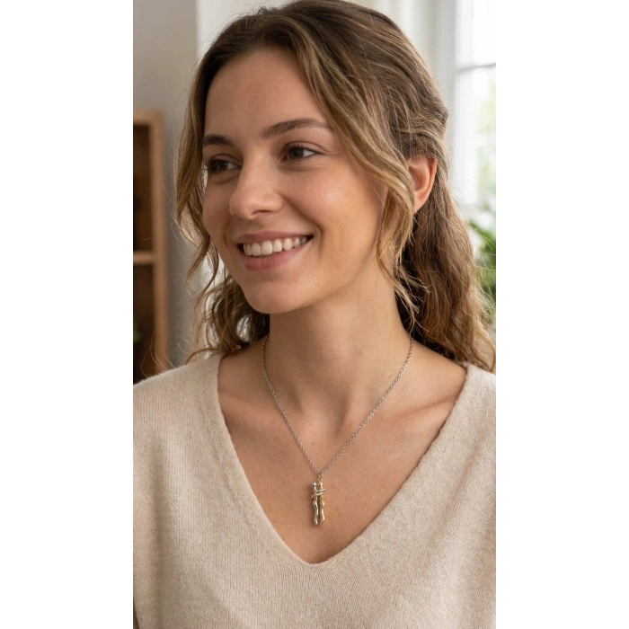 316L Çelik Gümüş Renk Zincir Sarılma Model Kadın Kolye