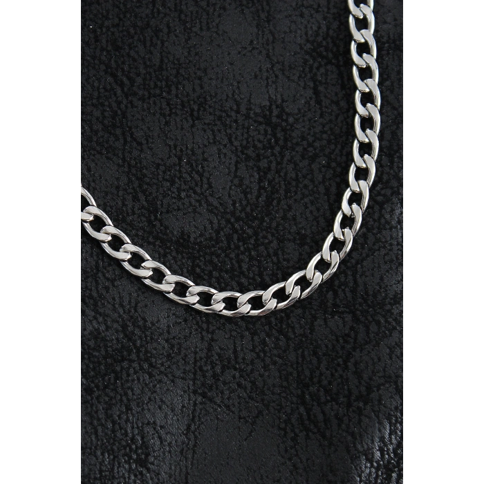 316L Çelik Kalın Klasik Zincir Model Gümüş Renk Erkek Kolye