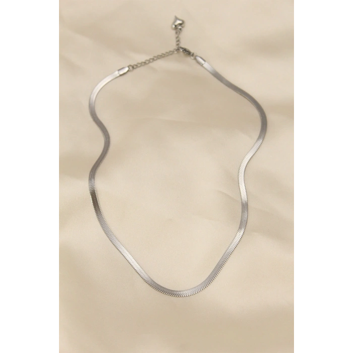 316L Çelik Silver Renk 45 cm İtalyan Zincir Model Kadın Kolye